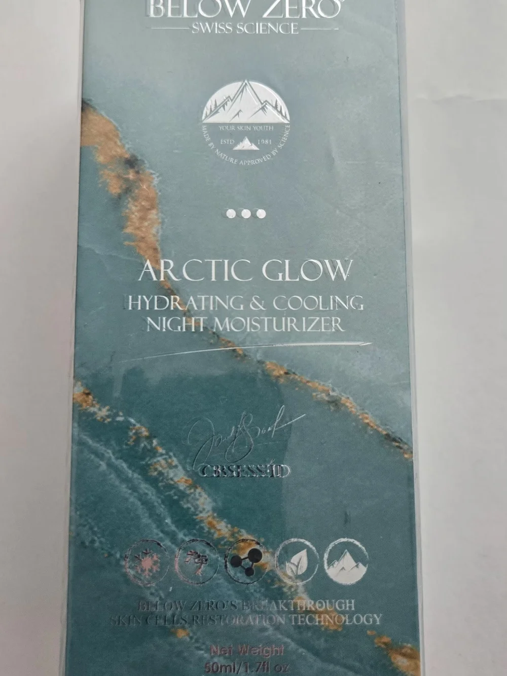 Below Zero Arctic Glow Hydrating & Cooling Night Moisturizer - Nwt